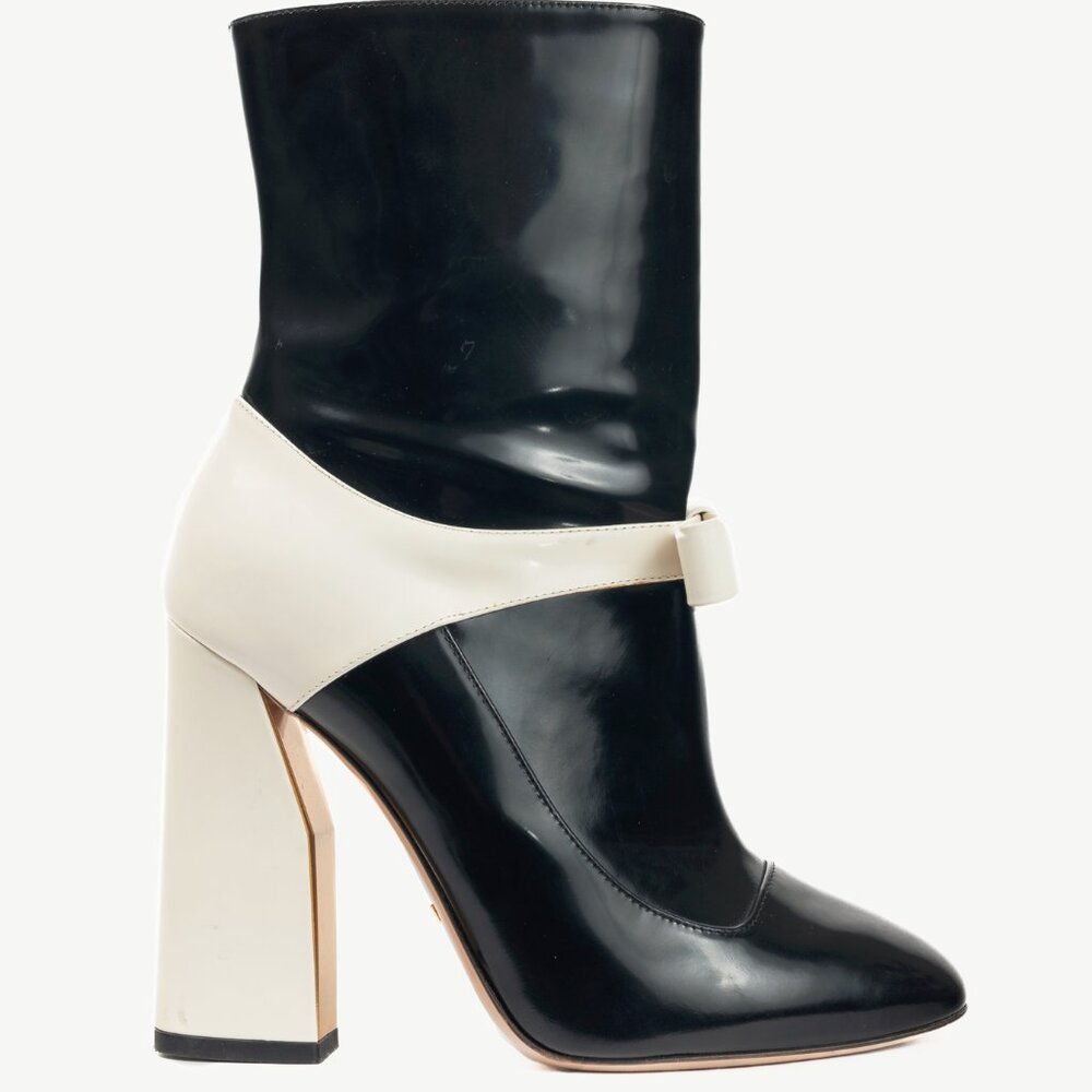 Gucci Nimue Black & White Colour-Block Midcalf Boots